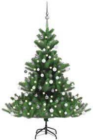 Umelý vianočný stromček jedľa Nordmann LED a gule zelený 120 cm 3077730