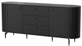 Komoda oblých tvarov s drážkovaním čierna ZANTE ZA4