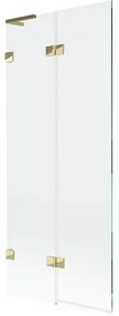 Mexen Lunar L, 2-krídlová vaňová zástena ľavá 80 x 150 cm, číre sklo, zlatá lesklá, 897L-080-100-50-00-L