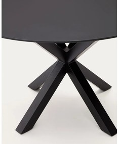 Čierny okrúhly jedálenský stôl so sklenenou doskou ø 120 cm Argo – Kave Home