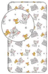 Jerry Fabrics Bavlnené napínacie prestieradlo 90x200 + 25 cm -Tom a Jerry "TJ050"