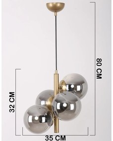 Sivé/v zlatej farbe závesné svietidlo so skleneným tienidlom ø 15 cm Forte – Squid Lighting