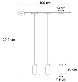 Moderný koľajnicový systém s 3 čiernymi závesnými svetlami 1-fázový - Magnetic Vance