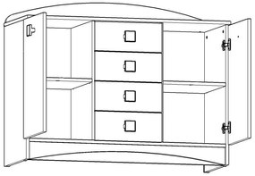 Komoda SCHOOL - TYP B - dub landino/biela