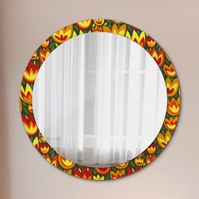 Okrúhle zrkadlo s potlačou Retro tulipány fi 90 cm