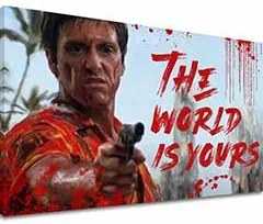 Scarface obraz na plátne Krvavý Tony Montana so zbraňou v ruke 40x60 cm