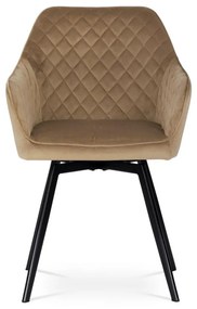 Autronic -  Jedálenská stolička DCH-425 CAP4 cappuccino zamatová látka, kovová nohy, čierny matný lak