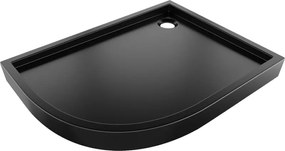 Mexen Flow+ asymetrický pravý štvrťkruhový sprchový kút 90 x 80 cm, čierna matná, 46Q708090RH