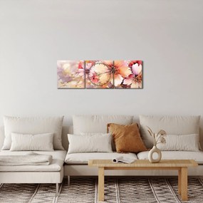 Obraz - Kvety (s hodinami) (90x30 cm)