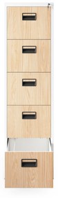 Kovová kartotéka, 5 zásuviek SARA V5, 460 x 1630 x 620 mm, Eco Design: biela/ dub sonoma
