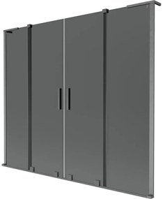 Mexen Velar L Duo, 2-krídlová posuvná vaňová zástena 170 x 150 cm, 8mm šedé sklo, brúsený grafit, 896-170-003-42-66