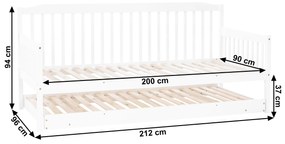 Detská rozkladacia posteľ 90 cm Pazzan (biela) (s roštom). Vlastná spoľahlivá doprava až k Vám domov. 1034667
