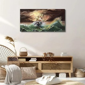 Obraz na plátne Loď loď oceáne búrok vlny
