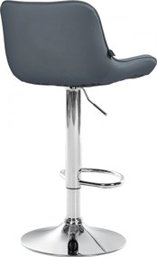 Barová stolička Vonore - koženka, chróm rám - Sivá