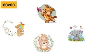 Set obrazov zvieratká pre deti - 4x 60x60