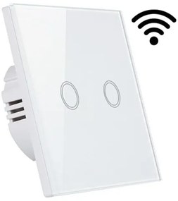 BERGE Prepínač dotykového dvojity - biely - WIFI - SKLO