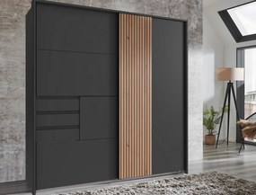 Šatníková skriňa Coburg, 180 cm, grafit/dub artisan