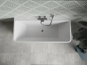 Mexen Volta, voľne stojaca nástenna vaňa 150 x 75 cm, biela-čierna, brúsený grafit prepad, 51131507575-95