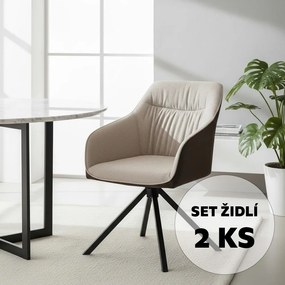 Set - 2 ks Jedálenská stolička AVENBERG LARO – otočná, béžovo-hnedá