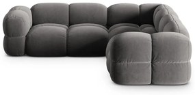 Sivá zamatová rohová pohovka Loretto – Cosmopolitan Design