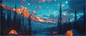 Obraz - Kempovanie v horách (120x50 cm)