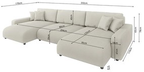 Krémová menčestrová rozkladacia/s úložným priestorom rohová pohovka Sara – Ropez