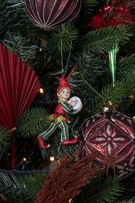 Zeleno-červená vianočná závesná dekorácia Elf - 5*4*11 cm
