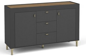 Komoda so zásuvkami a skrinkami, čierna MOSSA MO6