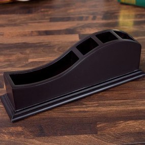 Elegantný drevený stojan na perá a vizitky, vlnka, tmavohnedý HX-1006