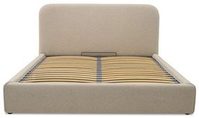 Béžová čalúnená dvojlôžková posteľ s úložným priestorom s roštom 140x190 cm Sea – Scandic
