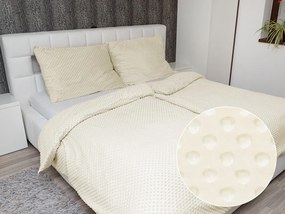 Biante Hrejivé posteľné obliečky Minky 3D bodky MKP-014 Krémové Jednolôžko 140x200 a 70x90 cm