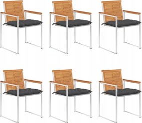 vidaXL Záhradné stoličky 6 ks s podložkami akáciový masív