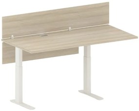 Výškovo nastaviteľný stôl FUTURE, 170x80 cm, 2 motory, s paravánom, biela/dub