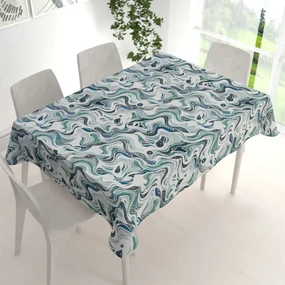 Biante Bavlnený obdĺžnikový obrus Sandra SA-587 Modro-zelené designové vlnky na mintovom 120x180 cm