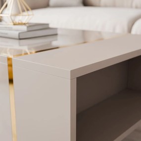 KONFERENČNÝ STOLÍK SANTINO NA NOŽIČKÁCH KAŠMÍR VYSOKÝ LESK / ZLATÝ