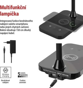 Stolná LED lampa KYLE s USB čierna