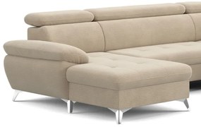 Rozkladacia rohová sedačka do U CATANIA pravá, béžová, s úložným priestorom