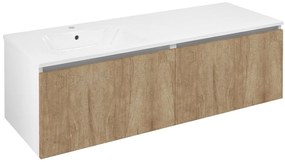 Sapho Sapho, LOREA skrinka s umývadlom 141x46x51,5cm (70+70cm), ľavá, dub alabama/biela matná, LE070-2231-L-05