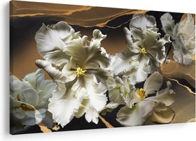 Obraz - Kvety orchideí na mramorovom pozadí (90x60 cm)