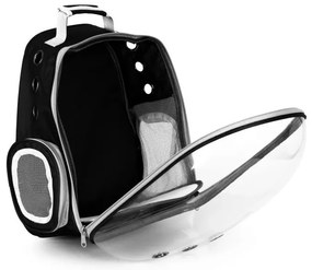 Transportný batoh so sklom pre mačku alebo psa - čierny