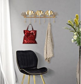 Nástenný vešiak v zlatej farbe Mauro Ferretti Leaves