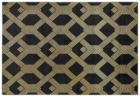 Viskózový koberec 160 x 230 cm čierna/zlatá VEKSE Beliani