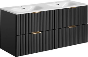 Závesná skrinka Casad Sky so zápustným umývadlom 120 cm čierna/biela