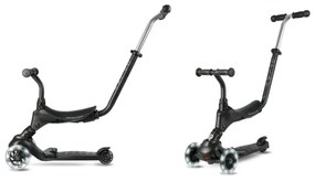 QPlay - Detská kolobežka SEMA PRO 5v1 s LED kolieskami, čierna