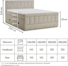 Hnedá boxspring posteľ s úložným priestorom 200x200 cm Caya – Maison de Rêve
