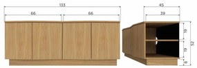 TV stolík z dubového dreva v prírodnej farbe 133x52x45 cm Zuma – WOOOD