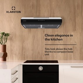 Klarstein Contempo 60, digestor, 60 cm, podskrinkový, 200 m³/h, LED, akryl, nehrdzavejúca oceľ