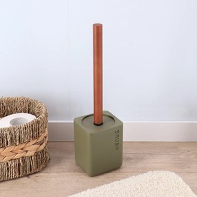 Sada kúpeľňových doplnkov Salva, olivová/s drevenými prvkami