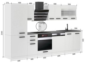 Kuchynská linka Belini Premium Full Version 300 cm šedý mat s pracovnou doskou CINDY