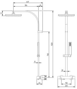 Sprchový systém Duschmaster Schulte Rain II s termostatom D9635 02